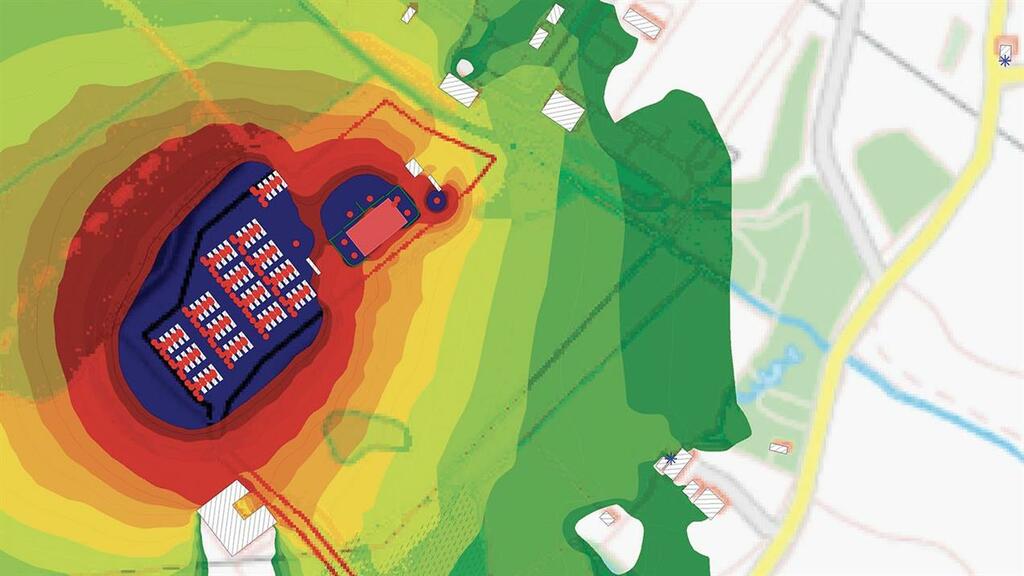 Noise modelling map of a industrial site