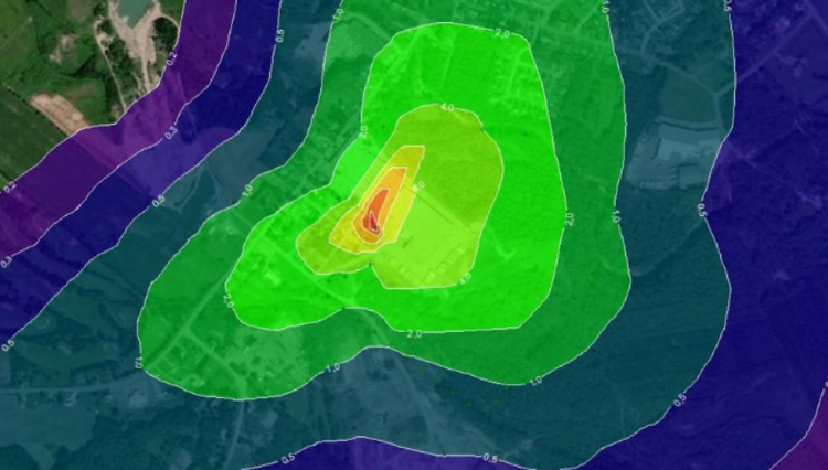 Pollution plume from AERMOD modelling software